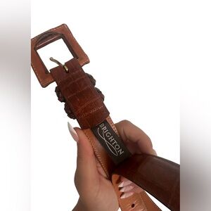 Brighton Brown Leather Croc-Embossed Belt 31” – GUC